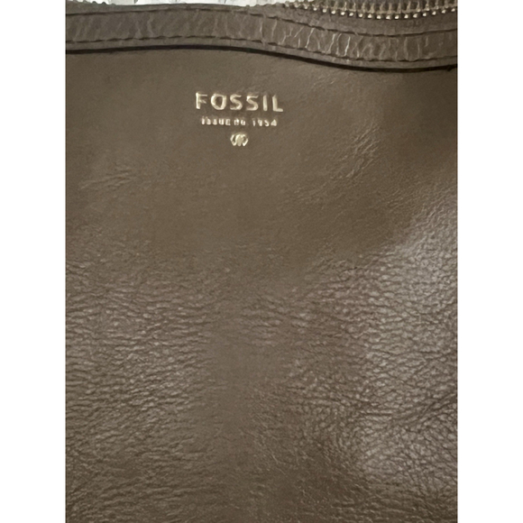 Fossil Rachel Taupe Leather Large Tote Bag Zip Top Shoulder Work Laptop Purse - Picture 14 of 16